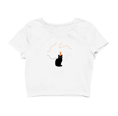 Orange cat Crop Top