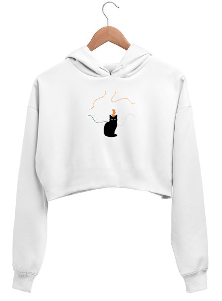 Orange cat Crop Hoodie