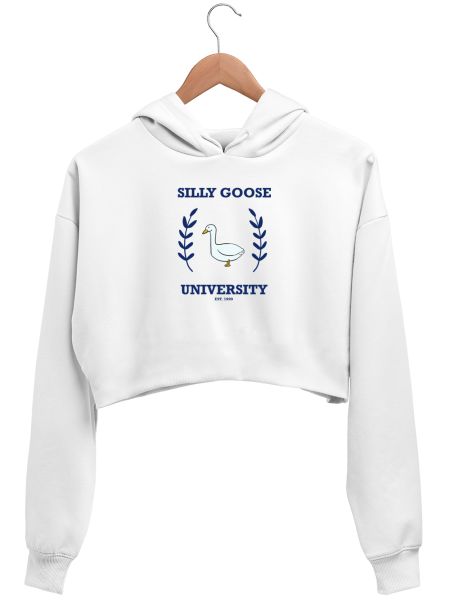 Silly goose university  Crop Hoodie