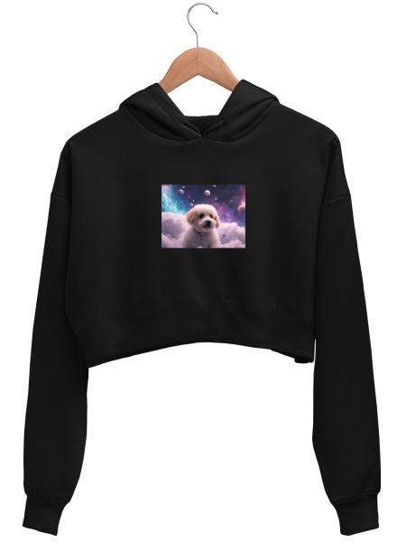 Doggy in space Crop Hoodie