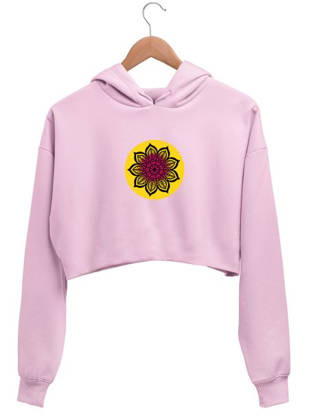 Yello and pink mandala Crop Hoodie