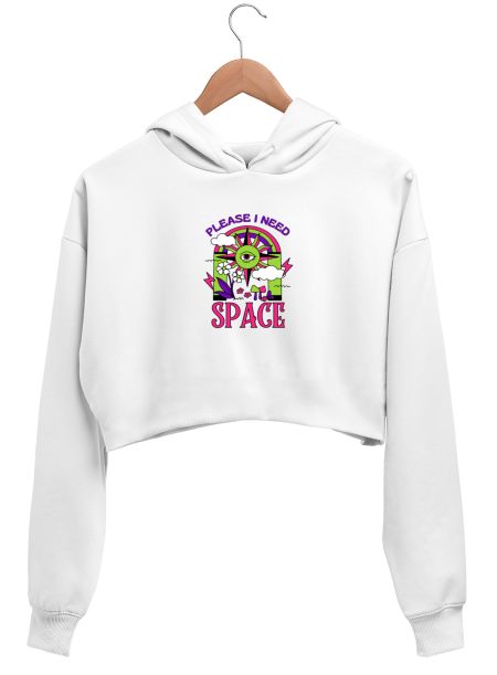 Psychedelic I Need Space Crop Hoodie