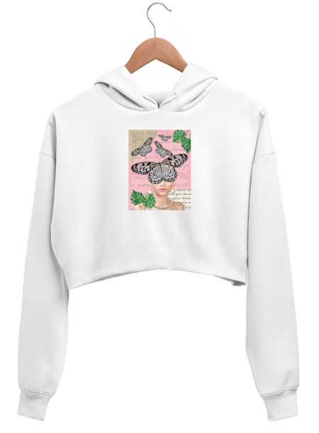 Vintage butterflies  Crop Hoodie