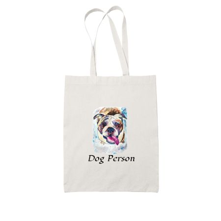 Bull Dog Looking Up White White Tote Bag