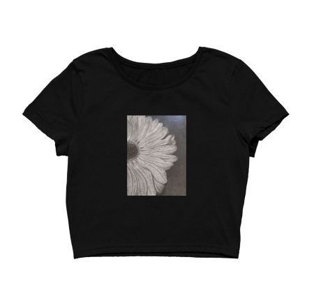 Pencil sketched sunflower Crop Top