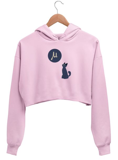 Mu symbol and meow cat Crop Hoodie