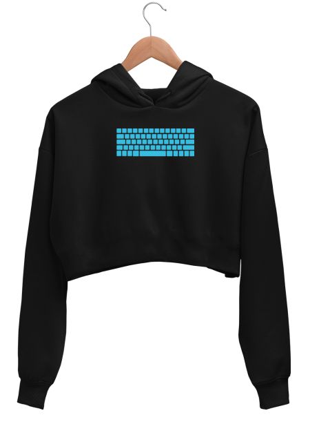 KEYBOARD LAYOUT - CYAN Crop Hoodie