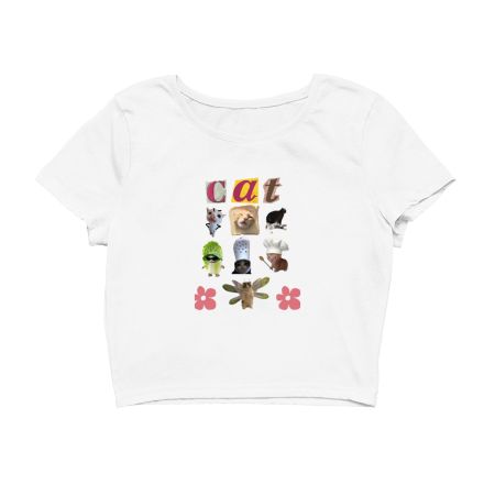 cat memes collab  Crop Top