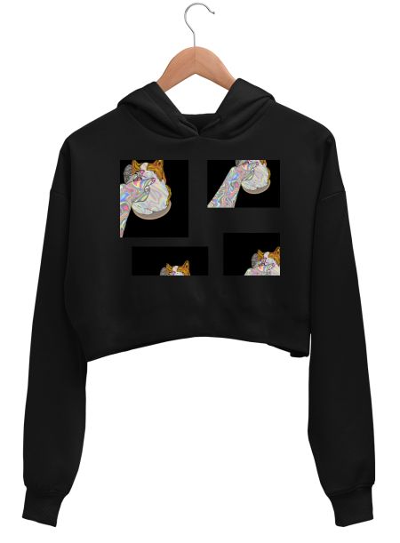 TRIPPY CAT Crop Hoodie