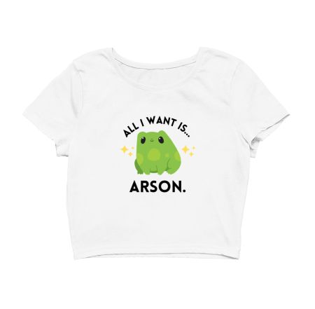 All i want is arson- frog meme Crop Top