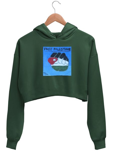 Free Palestine  Crop Hoodie