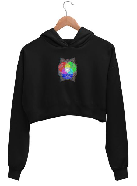 Trippy Mandala Art Crop Hoodie