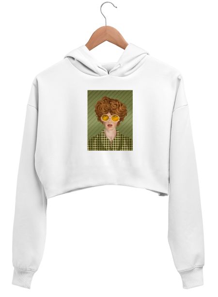 Abstract Man illustration hood Crop Hoodie