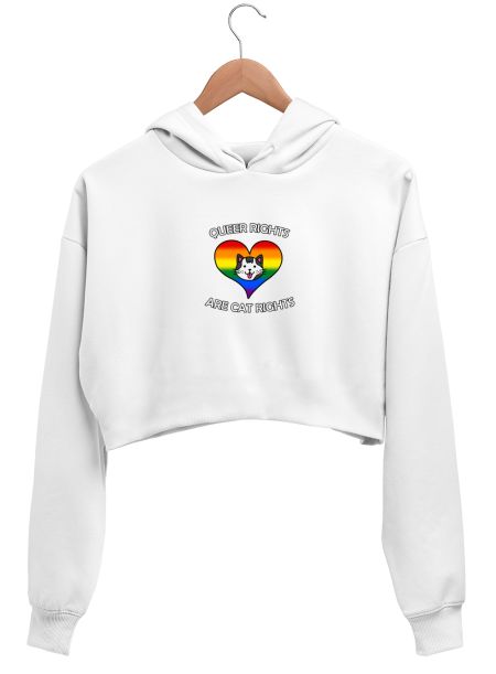 QUEER RIGHTS ARE CAT RIGHTS Crop Hoodie