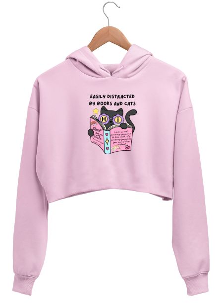 CATS AND BOOKS LOVER Crop Hoodie