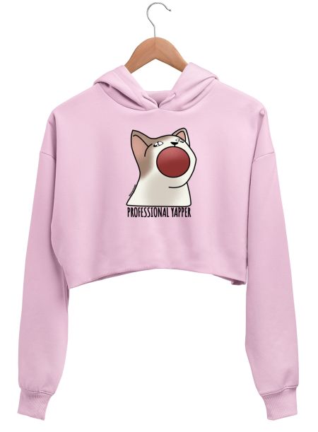 Professional yap popcat meme Crop Hoodie