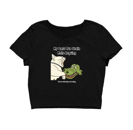 Overreacting Cat Vs Croc Meme Crop Top