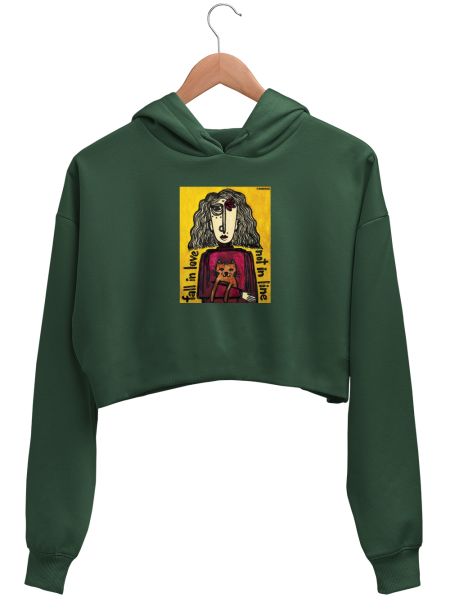 Fall in love, not in line Crop Hoodie