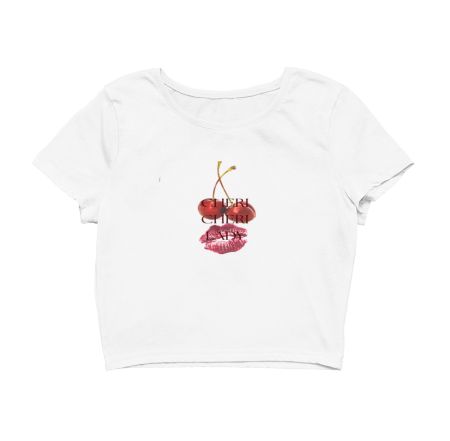 Cherry Kiss – Minimal Graphic  Crop Top
