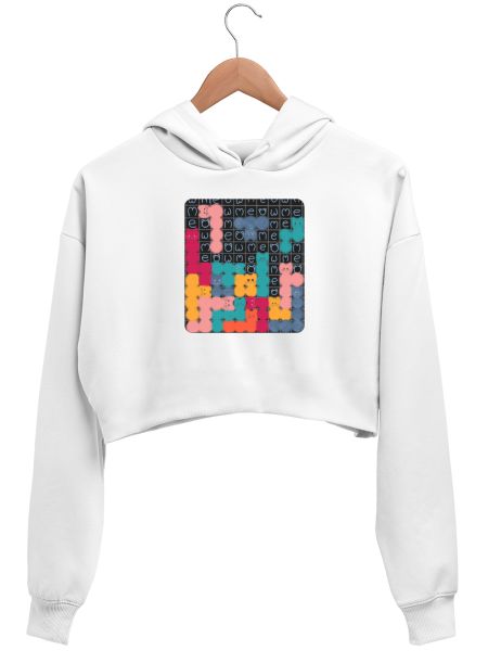 Cat Tetris Playful Meow Game  Crop Hoodie