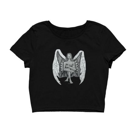 Fallen Angel abstract sketch Crop Top