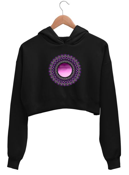 Purple sky mandala  Crop Hoodie