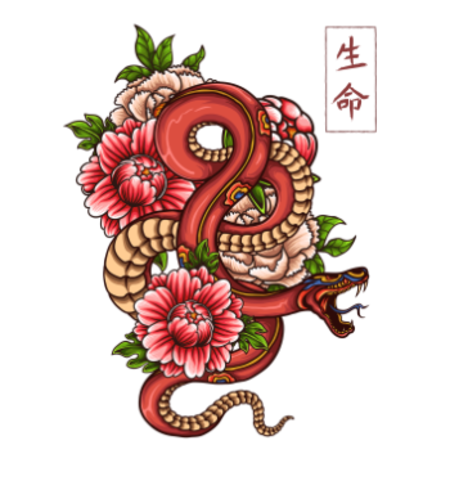 snake japan traditional tattoo 5733898 Vector Art at Vecteezy