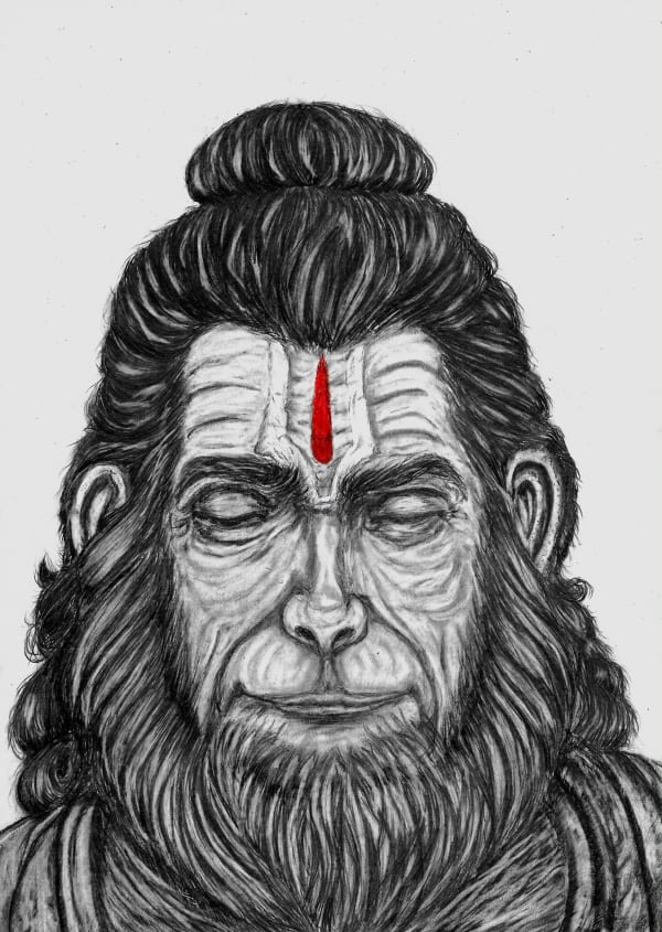 Step by step Lord Hanuman face drawing  Really easy to draw Rudra Hanuman  face  YouTube