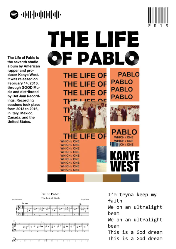 Kanye West Life Of Pablo Minimalist Album Artwork | Backpack