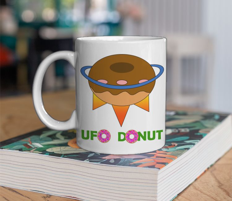 Cool UFO Doughnut illustration Coffee Mug