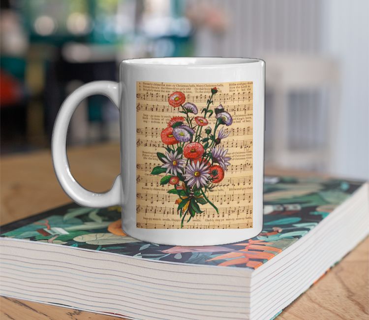 Vintage Botanical on sheet music Coffee Mug