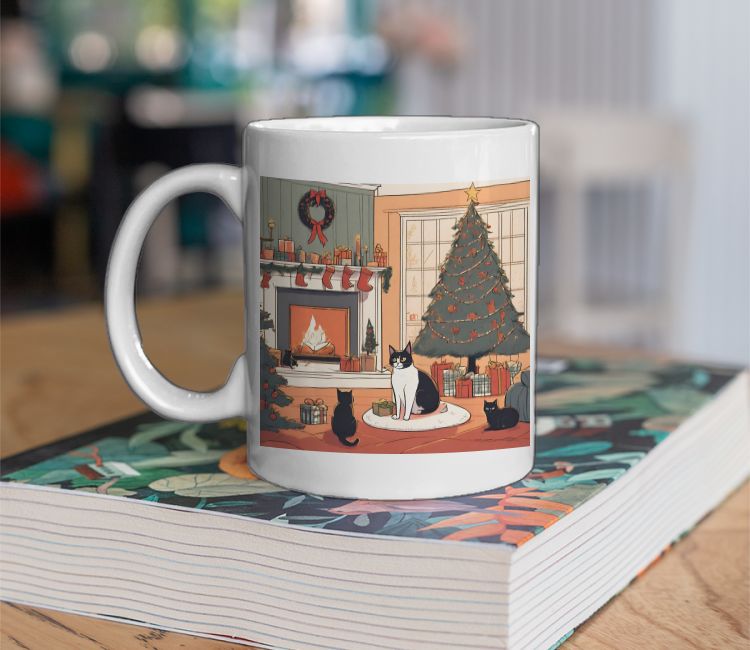 Christmas with my cats Coffee Mug