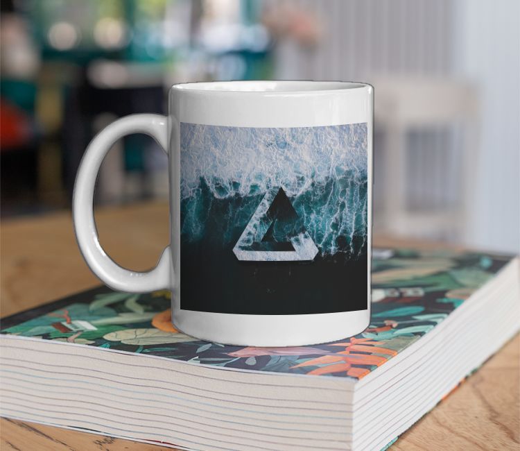 Abstract triangle with dark blue ocean waves Coffee Mug