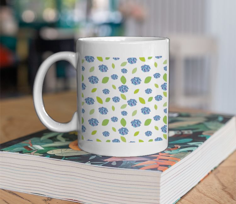 blue flowers seamless print Coffee Mug