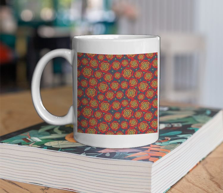 Red flowers seamless print Coffee Mug