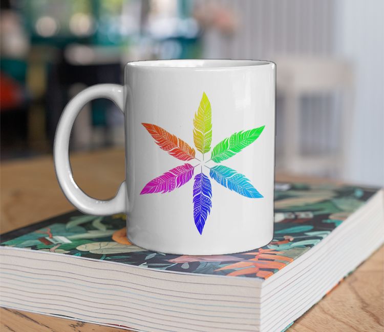 Colorful Feathers With Tattoo Style Design Coffee Mug