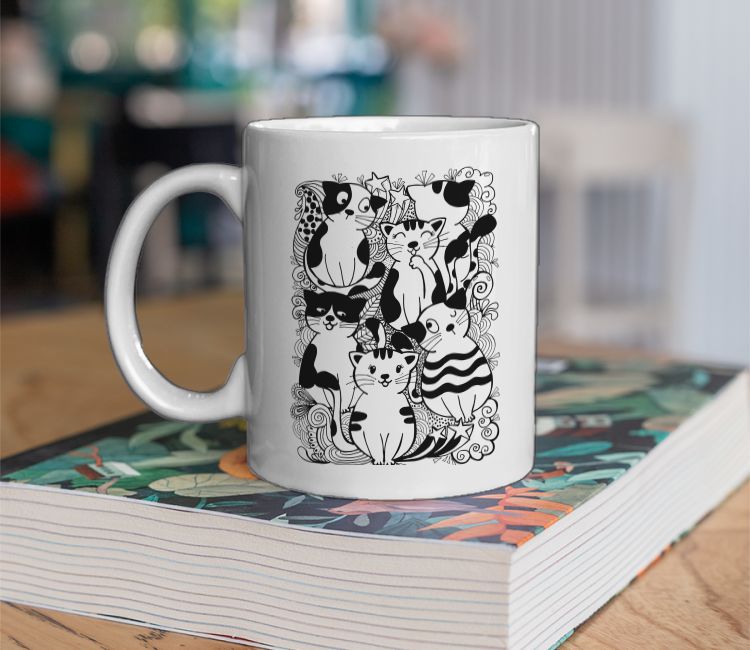 Cats Adorable Cute Doodle Art Coffee Mug