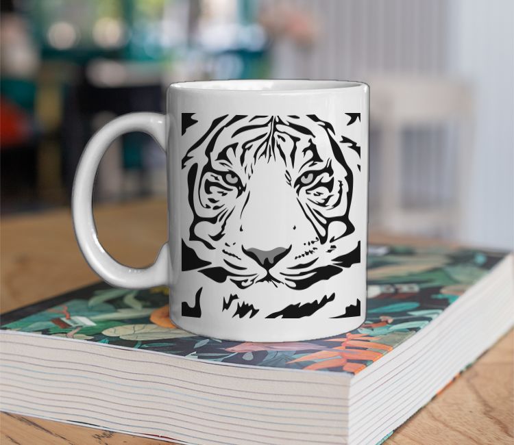 White Tiger Face Tattoo Coffee Mug