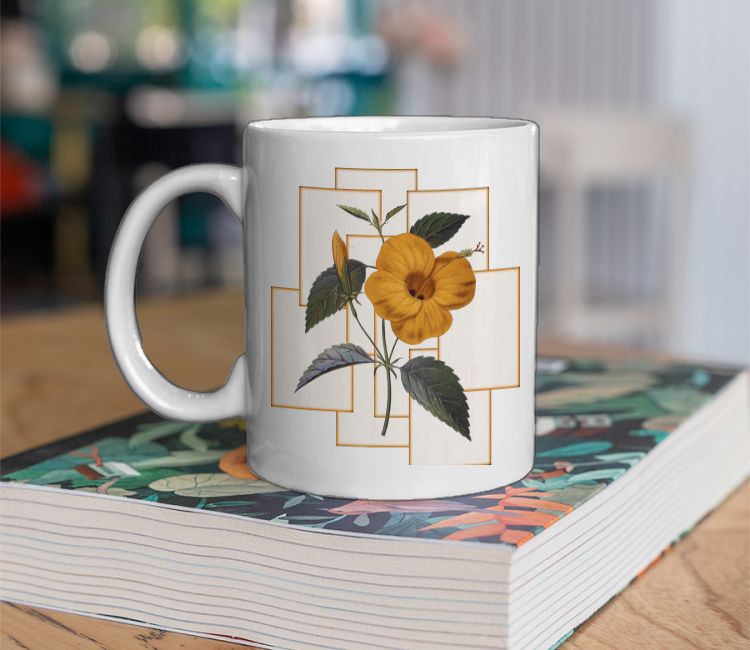 Yellow Hibiscus Flower Coffee Mug