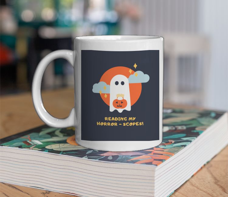 ghost reading my horror scope Coffee Mug