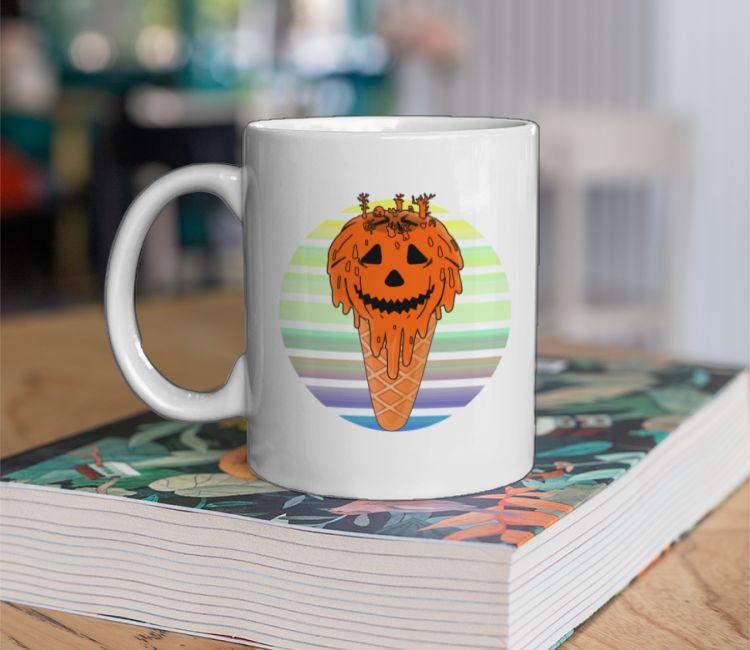 Kawaii Halloween Pumpkin Face Ice Cream Coffee Mug