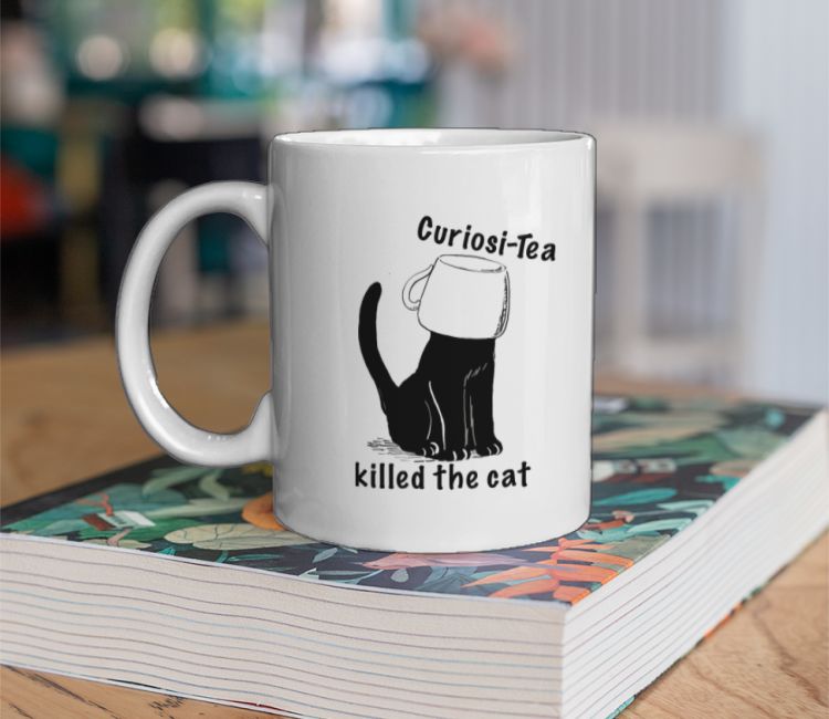 Curiosity tea cup cat Coffee Mug