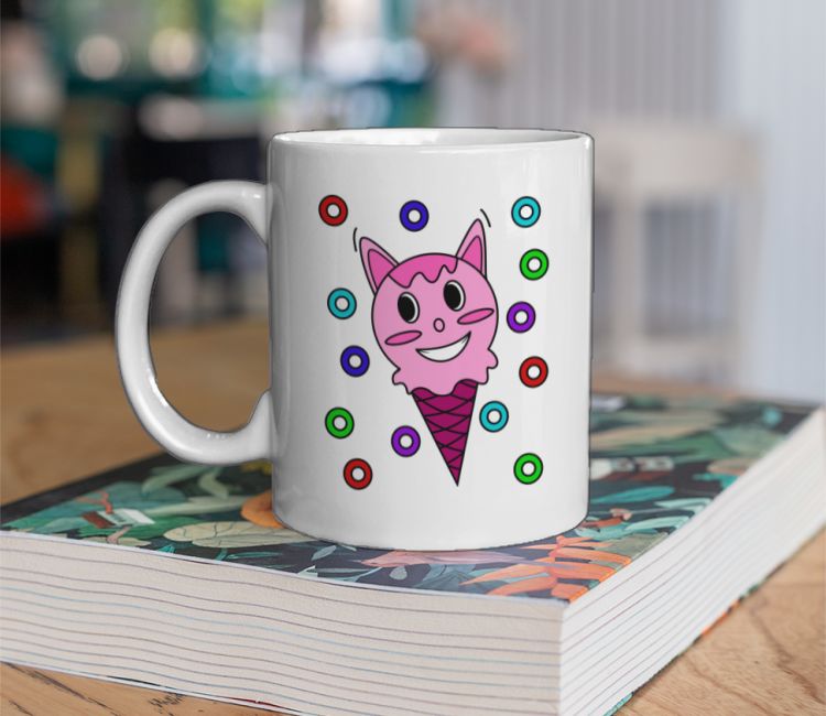 Cute Ice Cream Cone Happy Illustration Coffee Mug