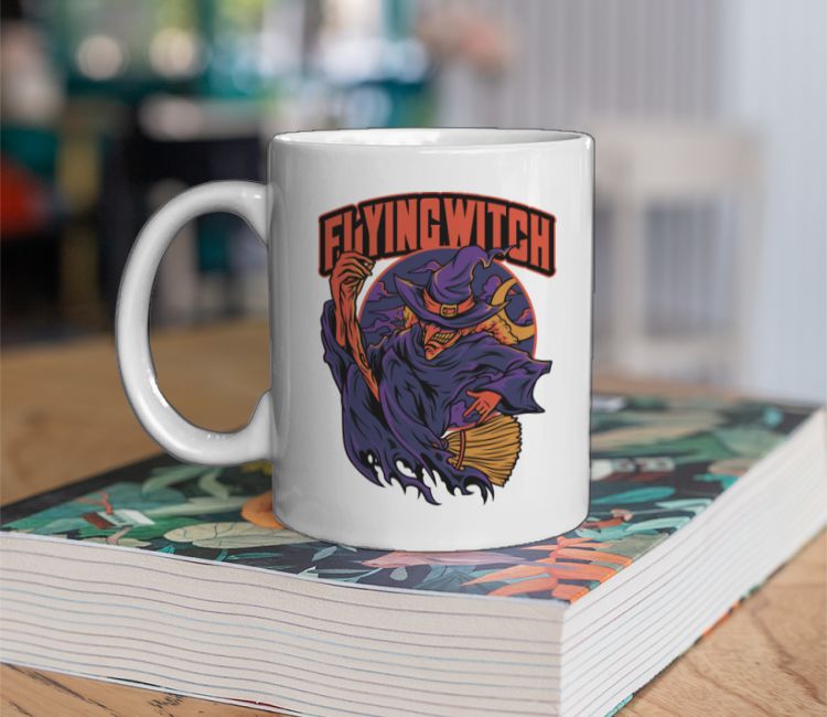 Halloween Flying Witch Coffee Mug