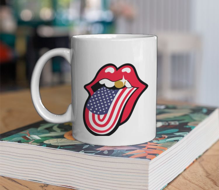 Red Lips With American Flag Coffee Mug