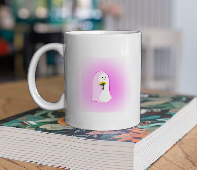 Ghost with Flowers Coffee Mug