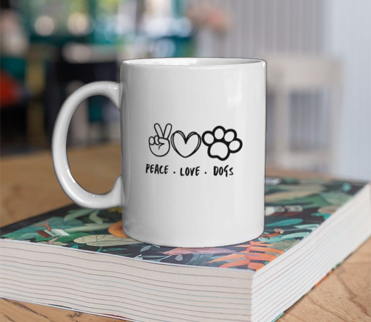 Peace Love and Dogs Coffee Mug