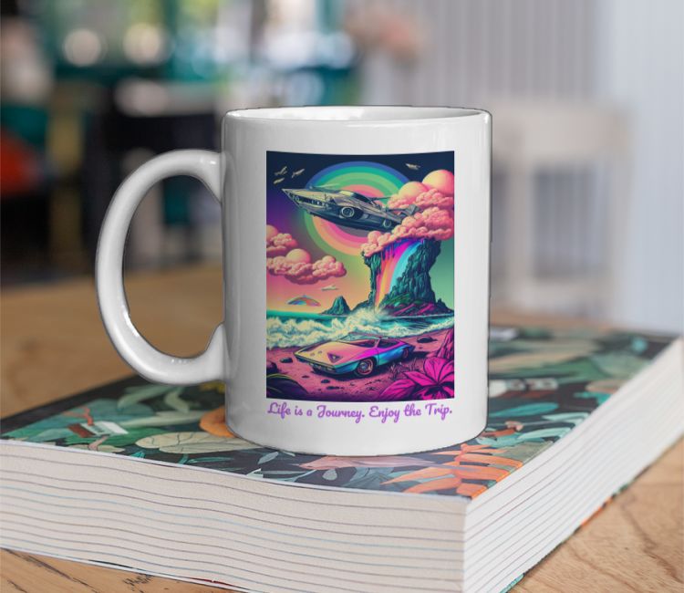 Psychedelic Car and Spaceships Coffee Mug