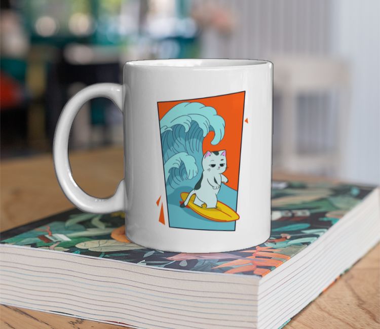 Surf's Up, Cool Cat! Coffee Mug