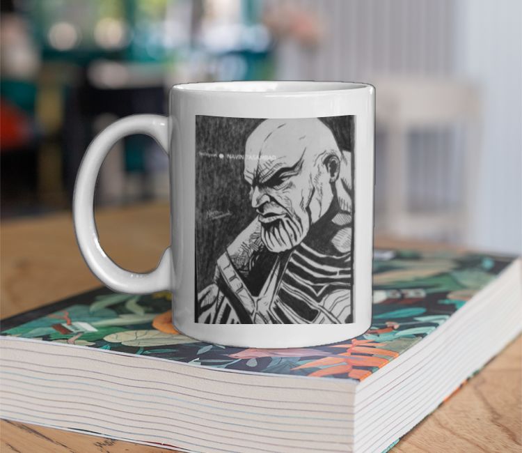 THANOS tee AVENGERS ENDGAME by navin tasambad handmade sketch print Coffee Mug